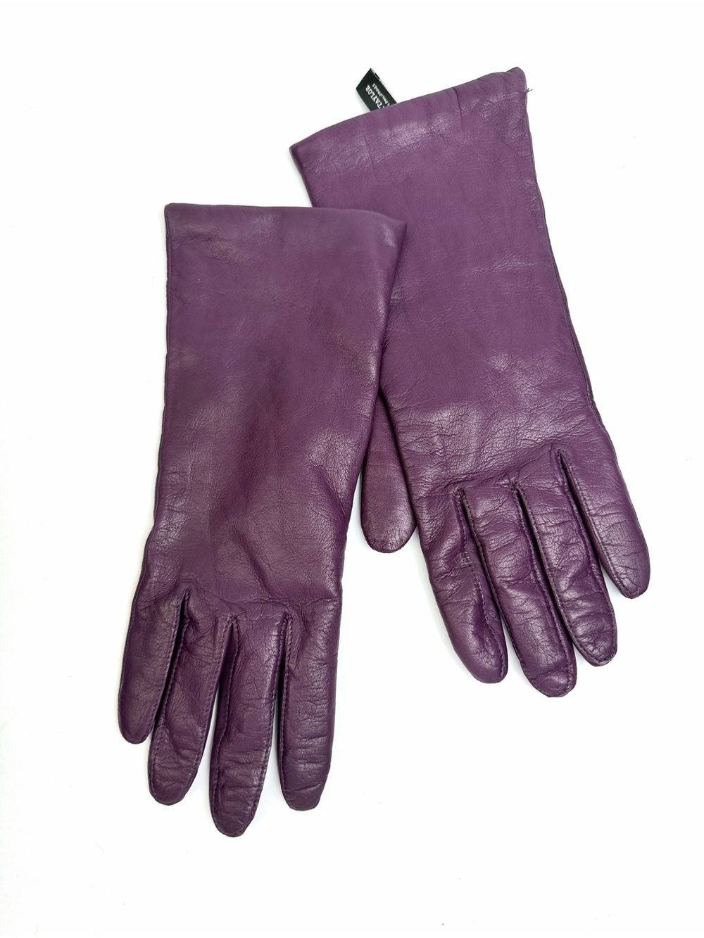 LORD & TAYLOR Purple Leather Gloves Cashmere Lining size 8